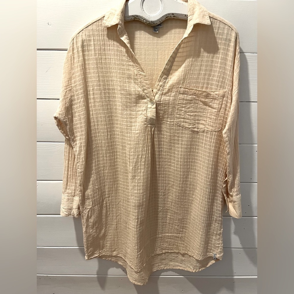 RHYTHM – Beige Textured Cotton Tunic – Relaxed Fit – Size S